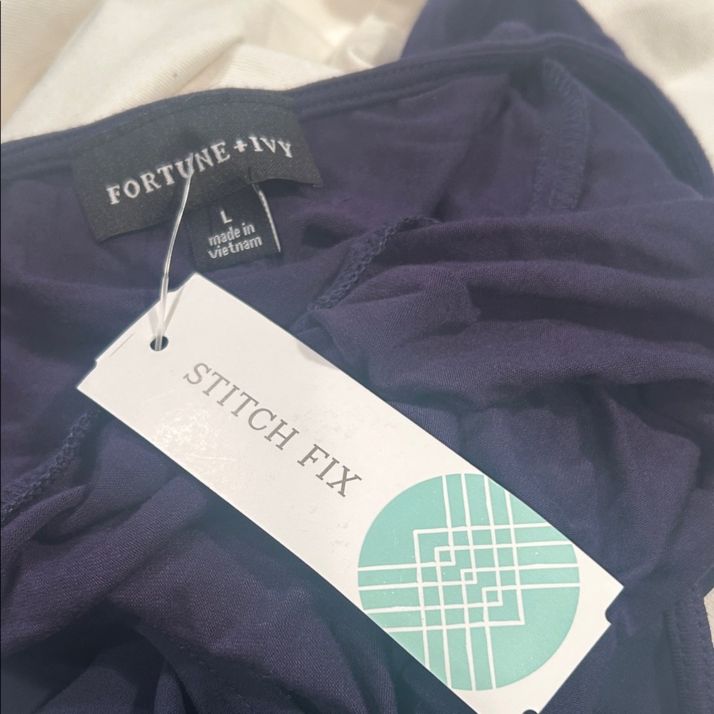 Stitch Fix Fortune+Ivy Navy Blue Leighton Zip Detail Tank Top - Picture 7 of 10